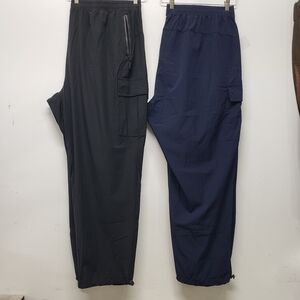 Bundle of 2 Zerdocean Cargo Pants Pull On Black Navy 4X Plus Drawstring Elastic